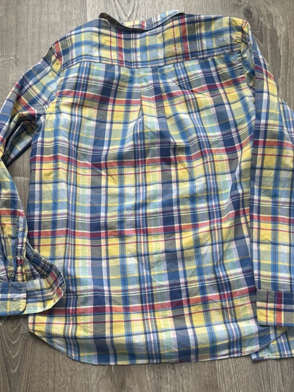 Ralph Lauren Boys Yellow/Blue Plaid Button-Down Shirt size XL (18/20)